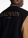 Virgin wool bomber jacket with logo embroidery