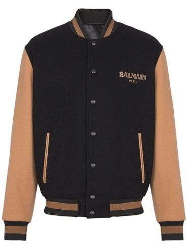 BALMAIN - Virgin wool bomber jacket with logo embroidery