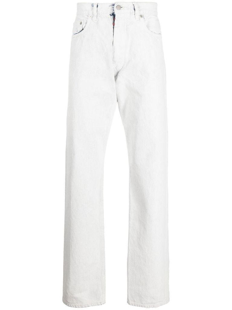 Shop Maison Margiela Cotton Straight-leg Jeans In White