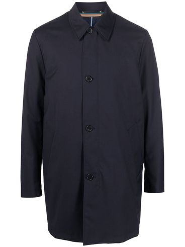 Single-Breasted Wool and Cotton Trench Coat with Vest