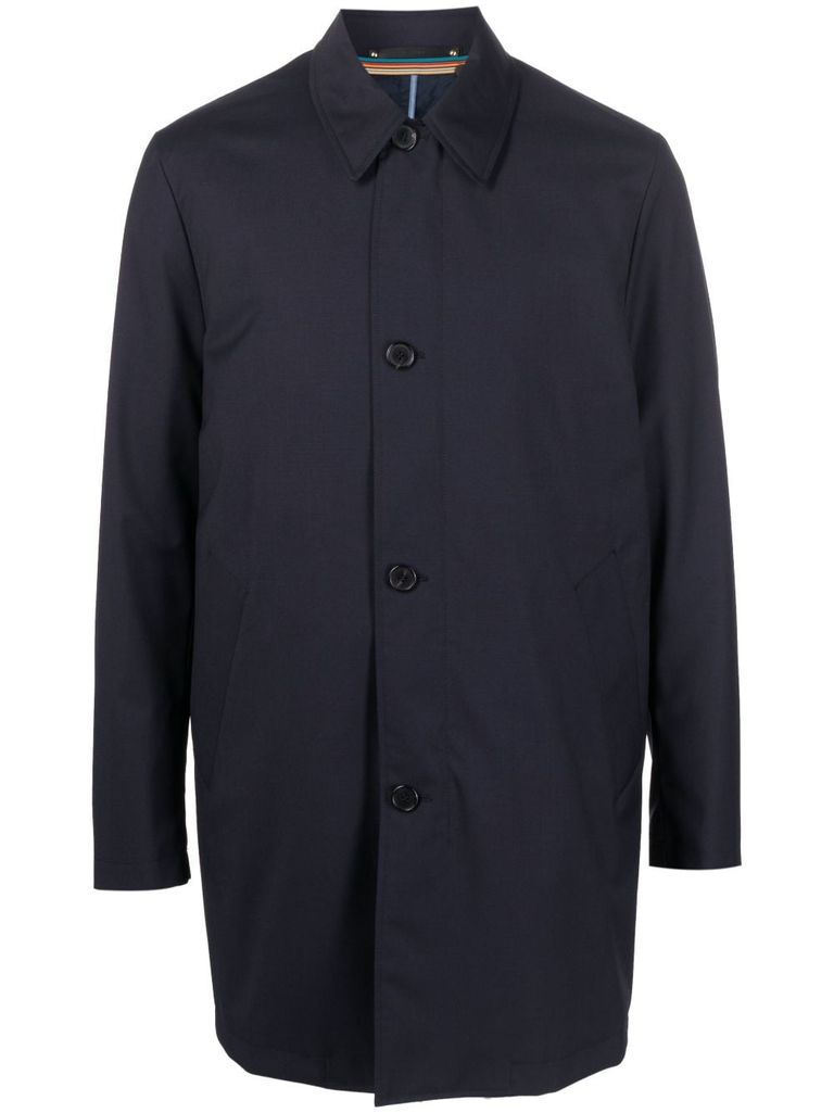 Shop Paul Smith Single-breasted Wool And Cotton Trench Coat With Vest In Blue