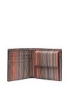 Calf Leather Wallet with Stripe Print