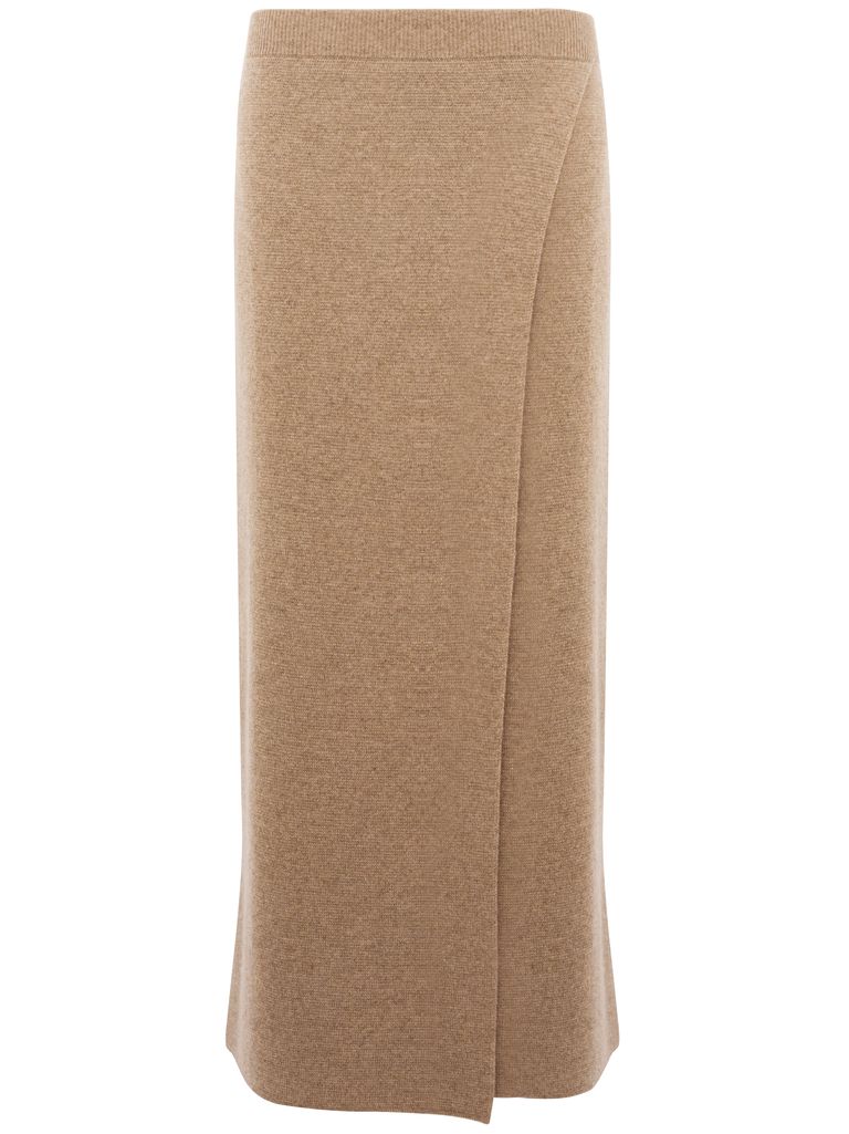 Shop Max Mara Long Wool 'umbria' Skirt In Brown