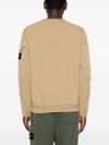 Beige Cotton Crewneck Sweatshirt with Pocket