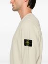 White Cotton Crewneck Sweatshirt with Compass Patch