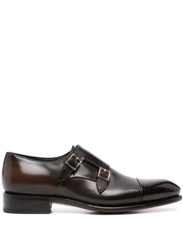 SANTONI - Calf Leather Monk Strap Shoes