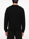 Black Cotton Crewneck Sweatshirt with Compass Patch