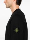 Black Cotton Crewneck Sweatshirt with Compass Patch