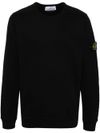 Black Cotton Crewneck Sweatshirt with Compass Patch