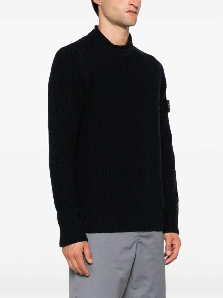 Shop Stone Island Virgin Wool Knit Sweater In Blu