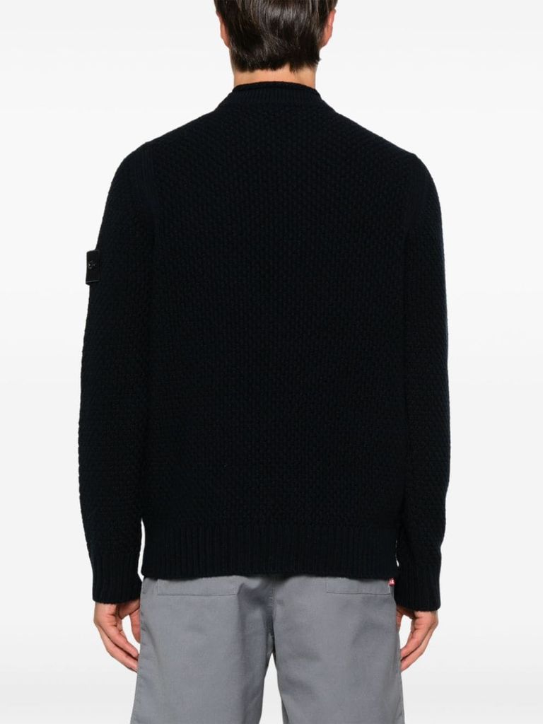 Shop Stone Island Virgin Wool Knit Sweater In Blu