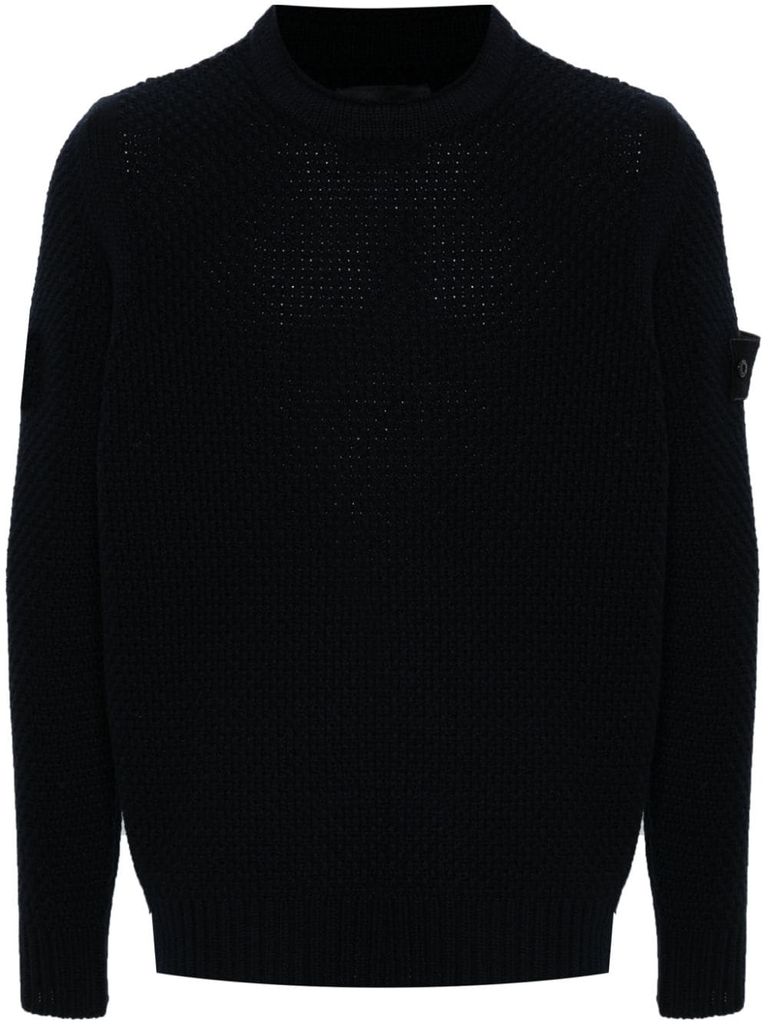 Shop Stone Island Virgin Wool Knit Sweater In Blu