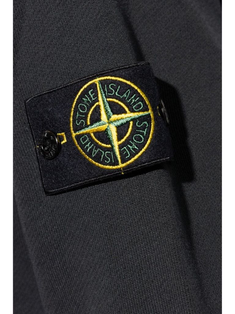 Shop Stone Island Cotton Hoodie With Logo Patch In Grigio