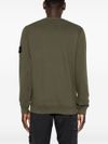 Green Cotton Crewneck Sweatshirt with Compass Patch