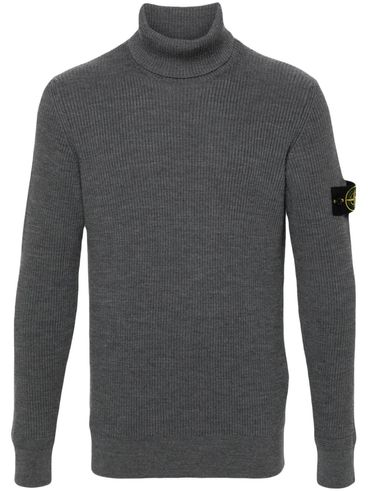 Grey Virgin Wool Turtleneck Sweater