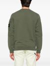 Green Cotton Crewneck Sweatshirt with Pocket