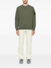 Green Cotton Crewneck Sweatshirt with Pocket