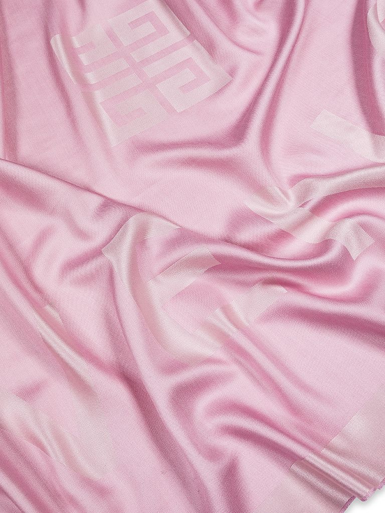 Shop Givenchy Bicolor Silk And Wool Scarf With Lettering Logo In Rosa