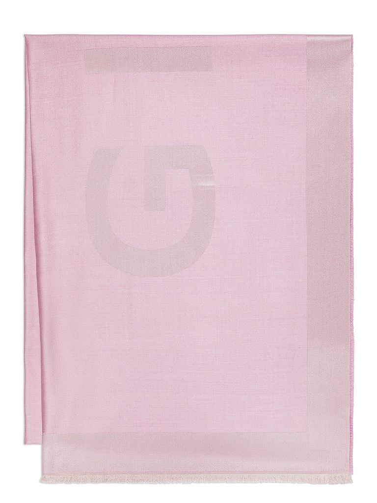 Shop Givenchy Bicolor Silk And Wool Scarf With Lettering Logo In Rosa