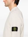 White Wool Crewneck Sweater with Logo Patch