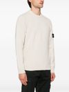 White Wool Crewneck Sweater with Logo Patch