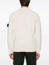 White Wool Crewneck Sweater with Logo Patch