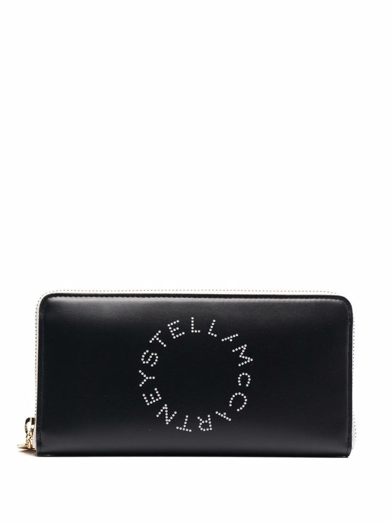 Shop Stella Mccartney 'continental Logo' Wallet In Nero