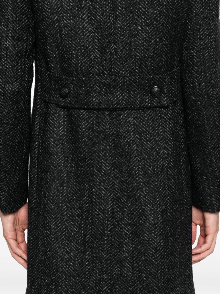 Shop Tagliatore Long Double-breasted Wool Coat In Nero