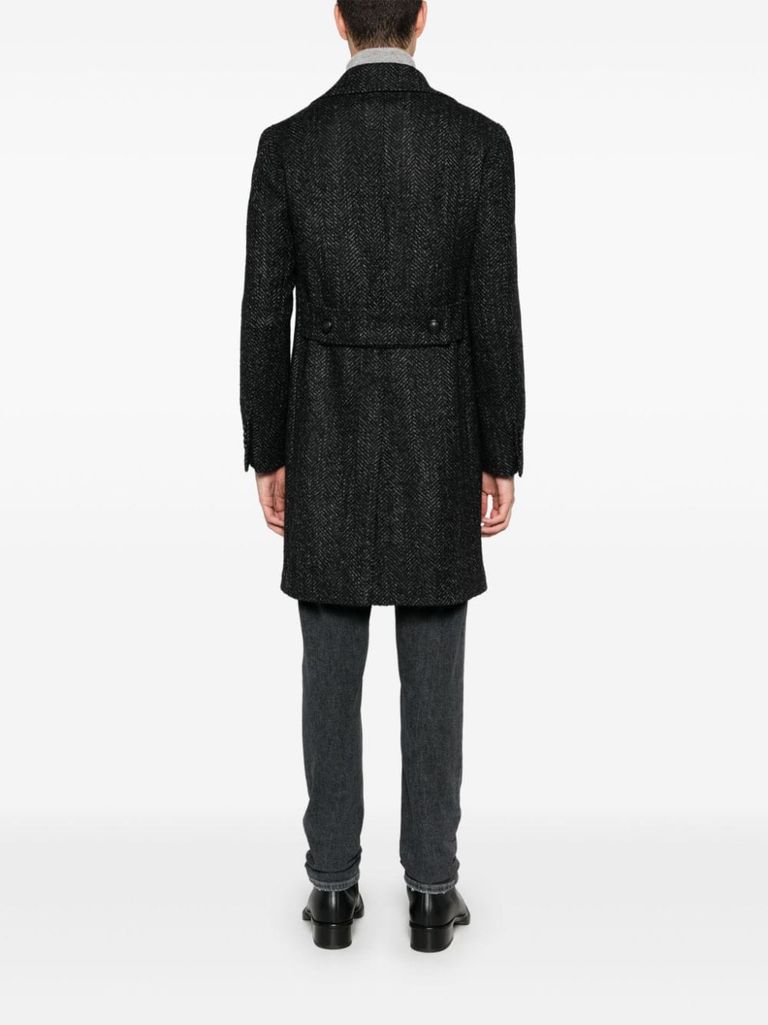 Shop Tagliatore Long Double-breasted Wool Coat In Nero