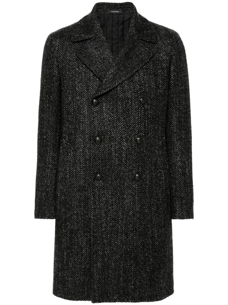 Shop Tagliatore Long Double-breasted Wool Coat In Nero