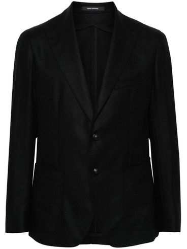 Single-Breasted Virgin Wool Blazer with Brooch