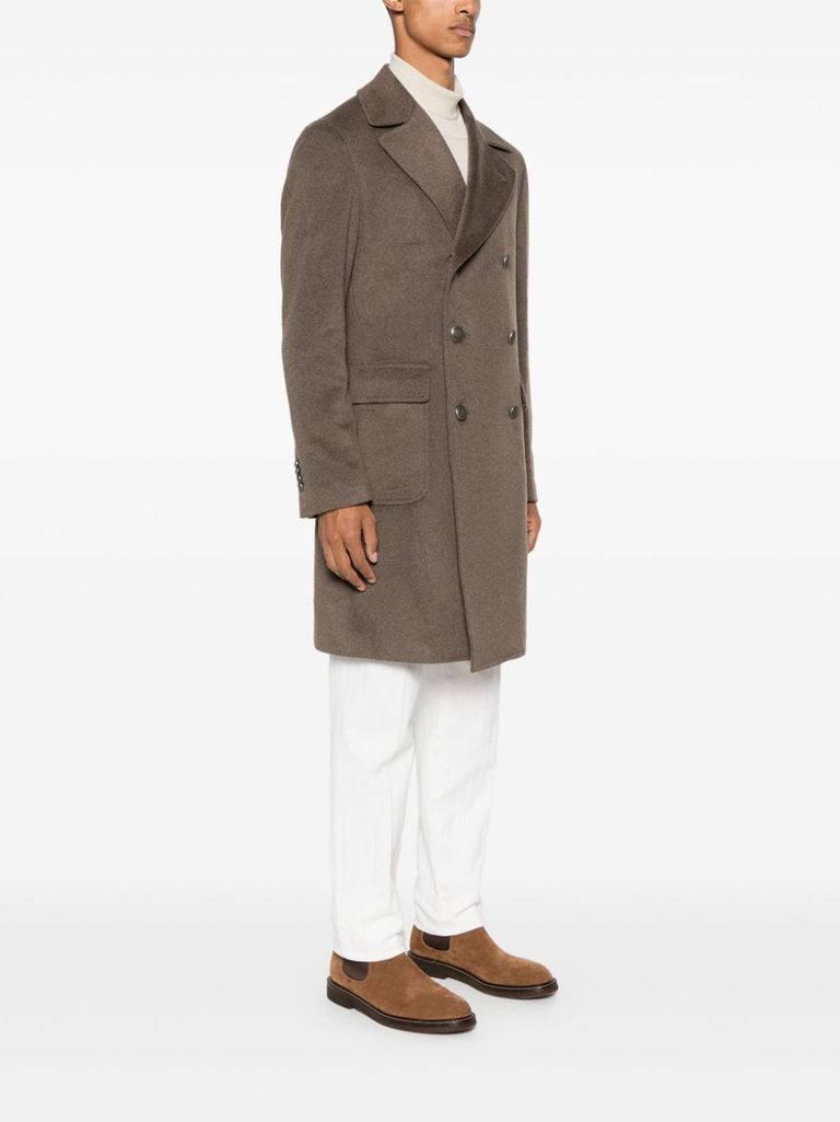 Shop Tagliatore Single-breasted Cashmere Coat With Brooch In Grigio