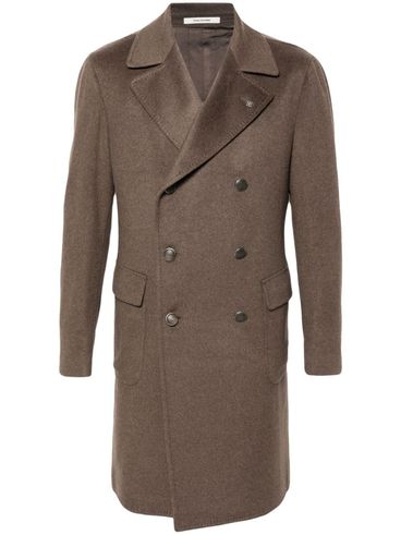 Single-Breasted Cashmere Coat with Brooch