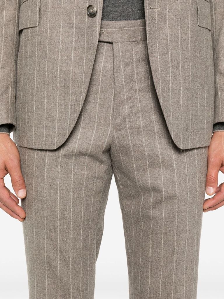 Shop Tagliatore Pinstripe Virgin Wool Suit In Grigio