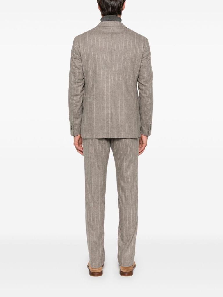 Shop Tagliatore Pinstripe Virgin Wool Suit In Grigio