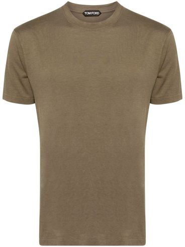 T-shirt in cotone verde girocollo