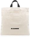 Cotton and Linen Tote Bag with Logo Print