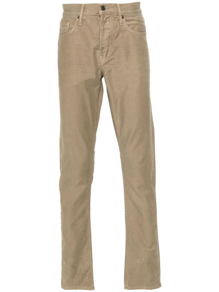 Shop Tom Ford Mid-rise Slim Cotton Trousers In Beige