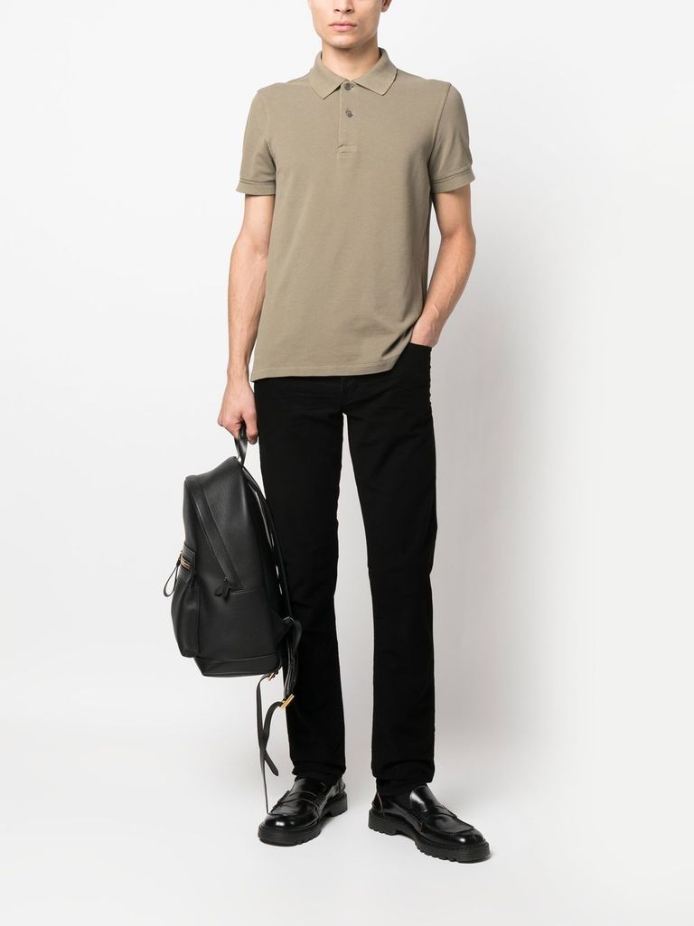 Shop Tom Ford Mid-rise Slim Cotton Trousers In Nero