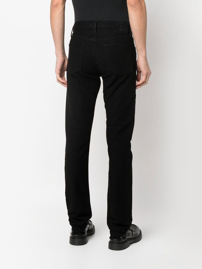 Shop Tom Ford Mid-rise Slim Cotton Trousers In Nero