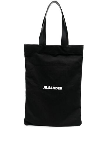 JIL SANDER - Borsa tote in cotone e lino con stampa logo