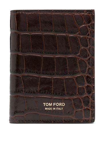 Calfskin leather wallet with crocodile effect