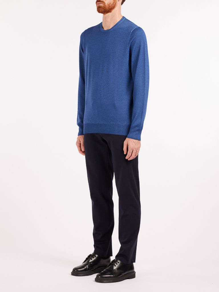 Shop Vengera Virgin Wool Crewneck Sweater In Blu