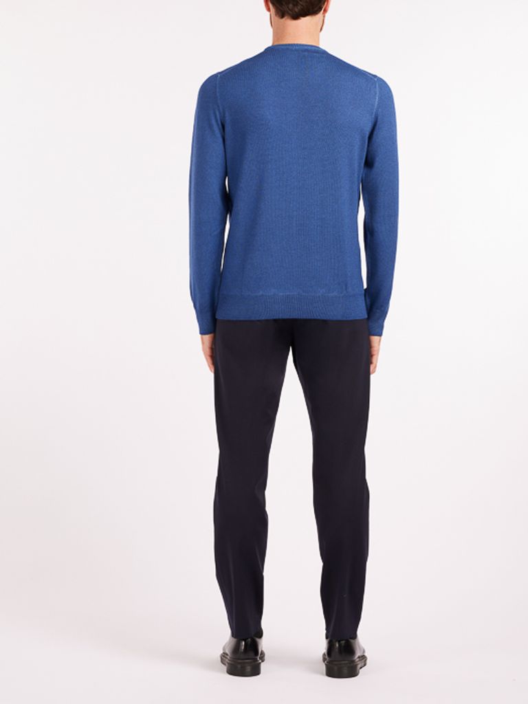 Shop Vengera Virgin Wool Crewneck Sweater In Blu