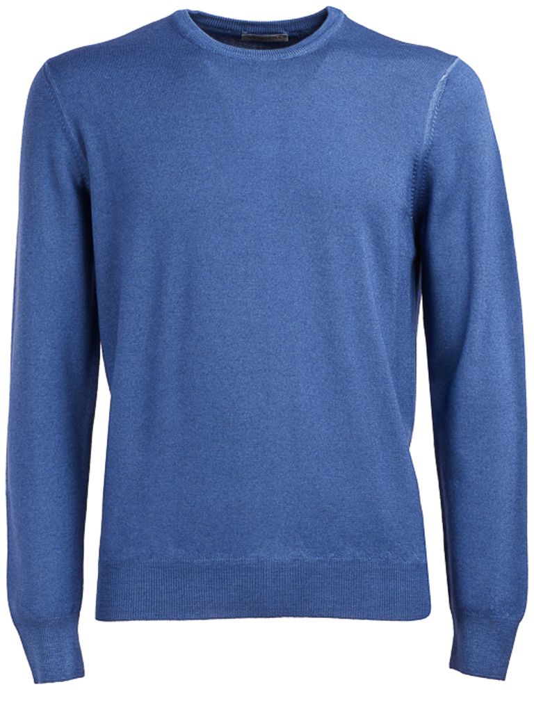 Shop Vengera Virgin Wool Crewneck Sweater In Blu