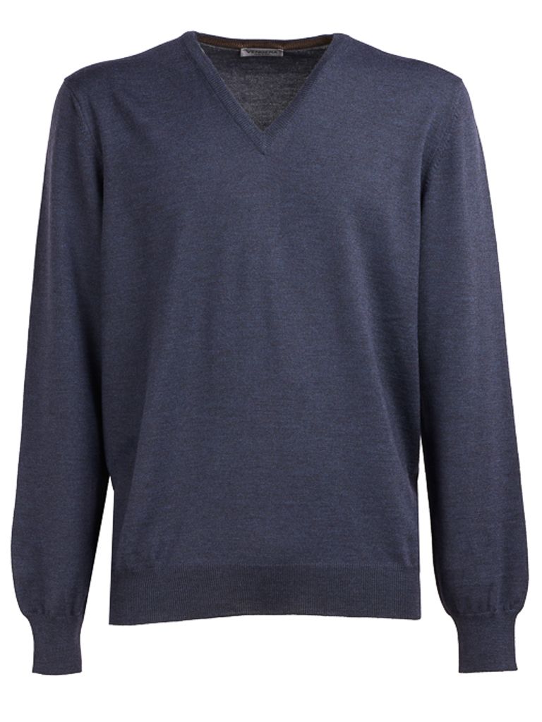 Shop Vengera Virgin Wool V-neck Sweater In Blu