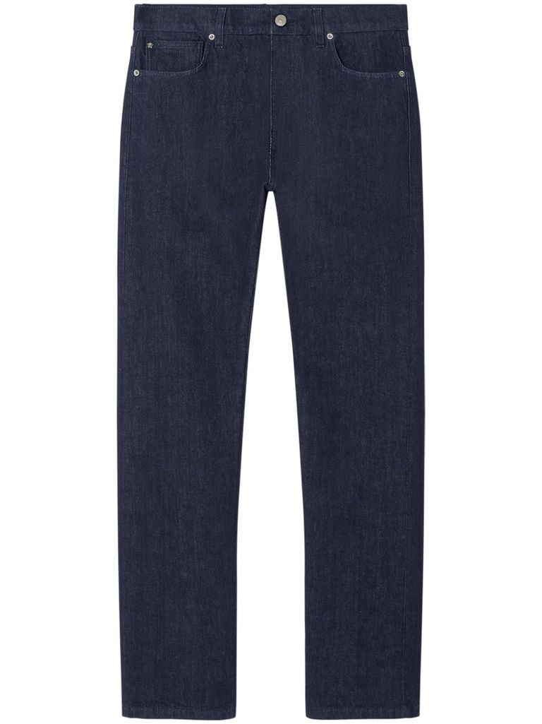 Shop Versace Wide-leg Cotton Jeans In Blu