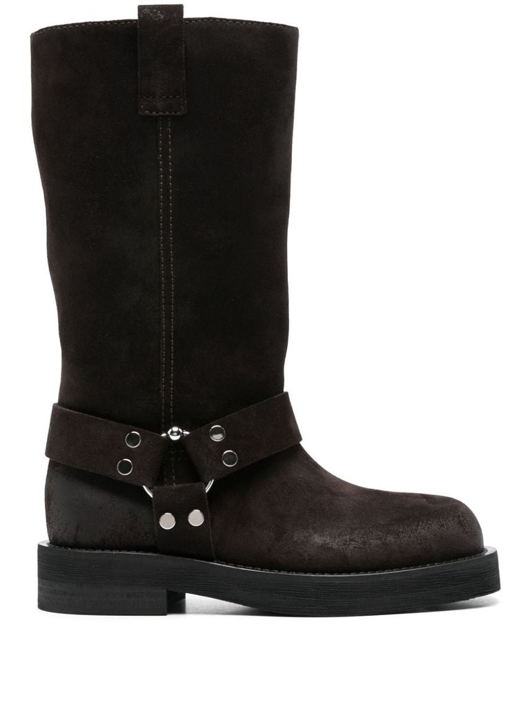 Shop 3juin Suede Calf Leather Demi Knee-high Boots In Brown