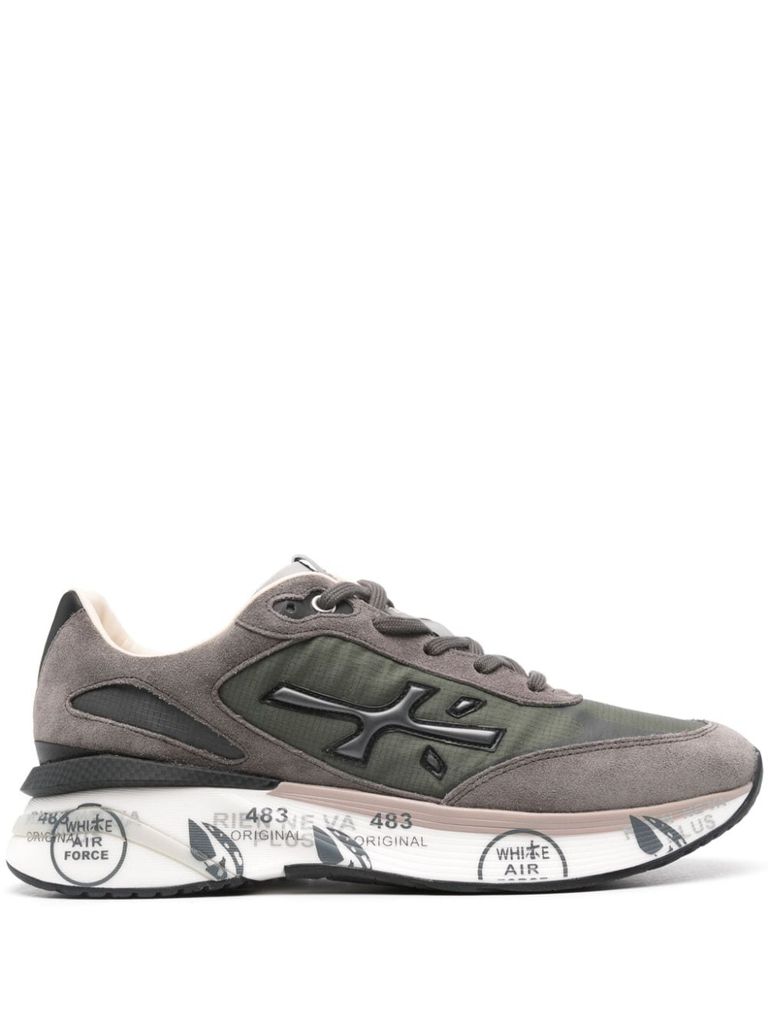 Shop Premiata Suede Leather Sneakers Moerun In Green