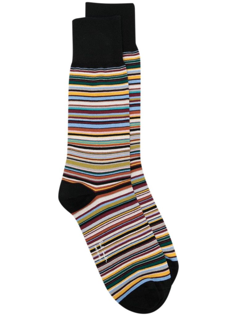 Shop Ps By Paul Smith Cotton Socks With Horizontal Stripes In Multicolour